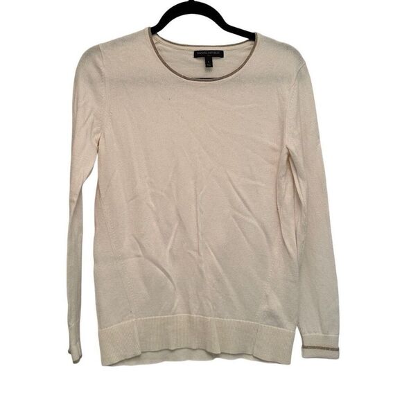 Banana Republic cream with gold metallic trim sweater- size S - Picture 1 of 5